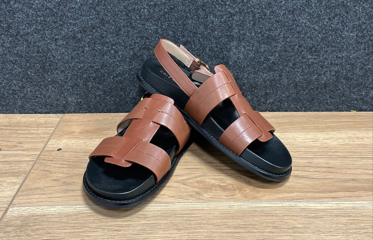 Cole Haan Grand Ambition Carmel British Tan Leather Sandals Women's Size 9B