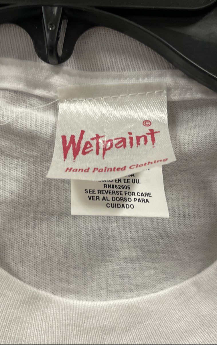Vintage 90s Wetpaint Women's White Hand Painted Floral Gem T-Shirt OSFA