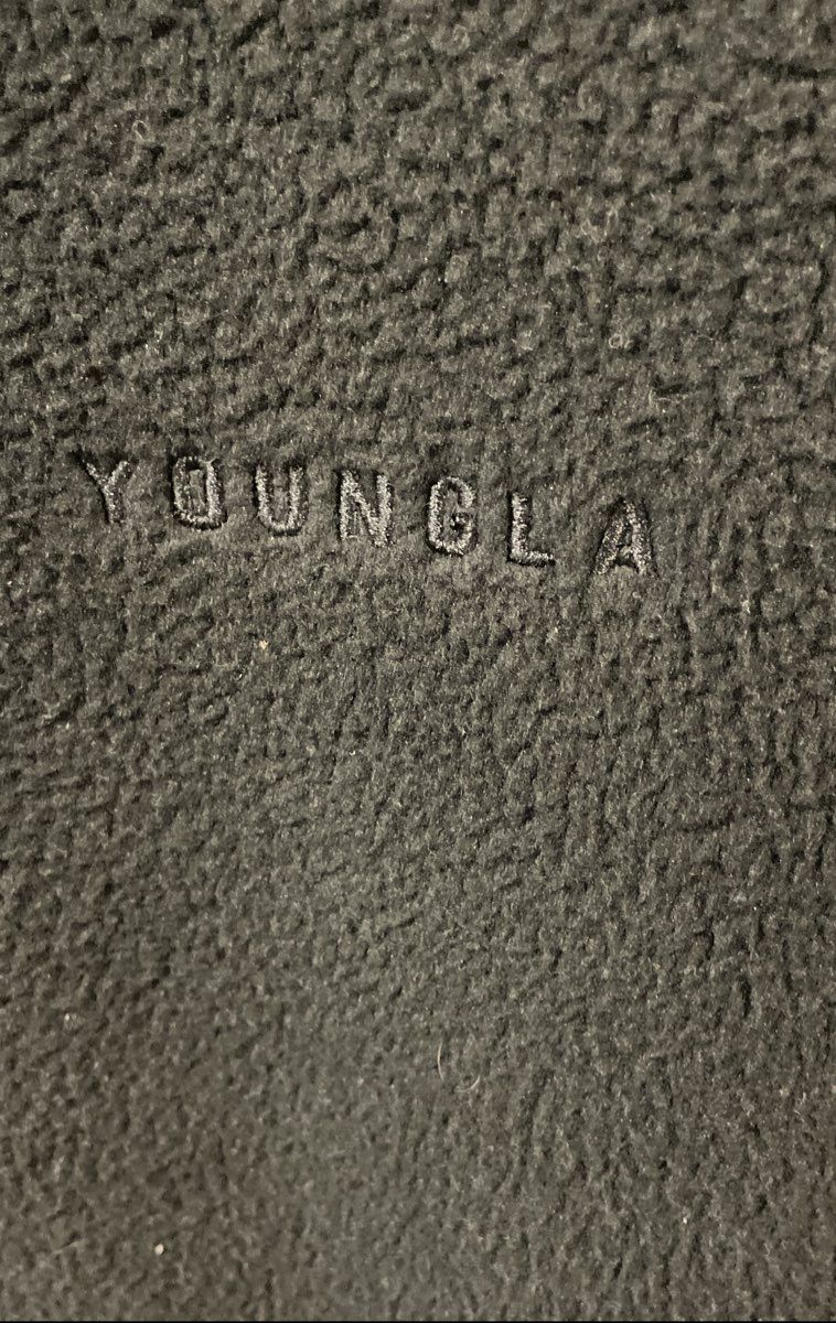 YoungLA Men's Black Sherpa Fleece Pullover Hoodie Embroidered Back Logo Sz XXL