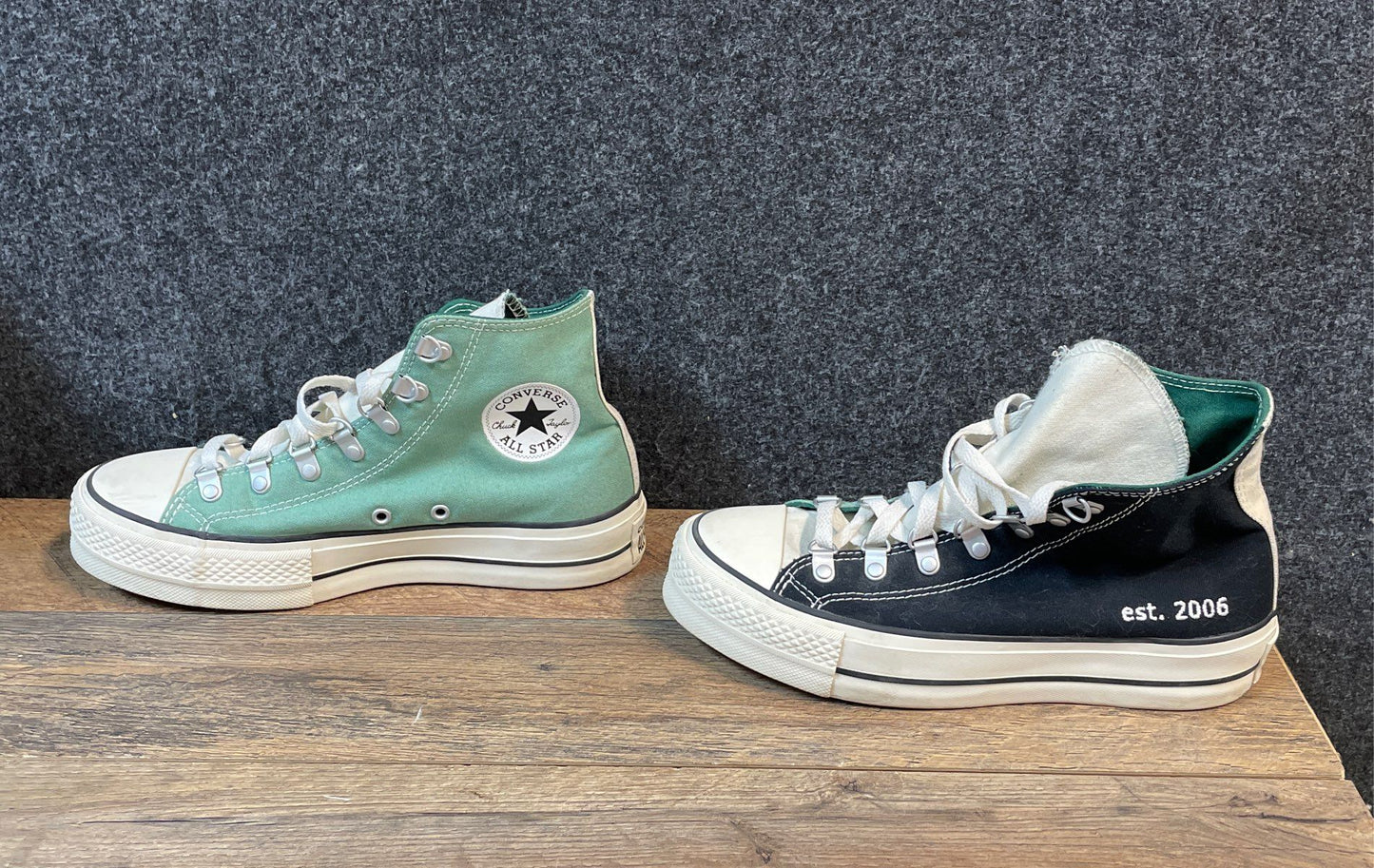 Converse Chuck Taylor All Star High Top Black Green Split Color Size Women 8