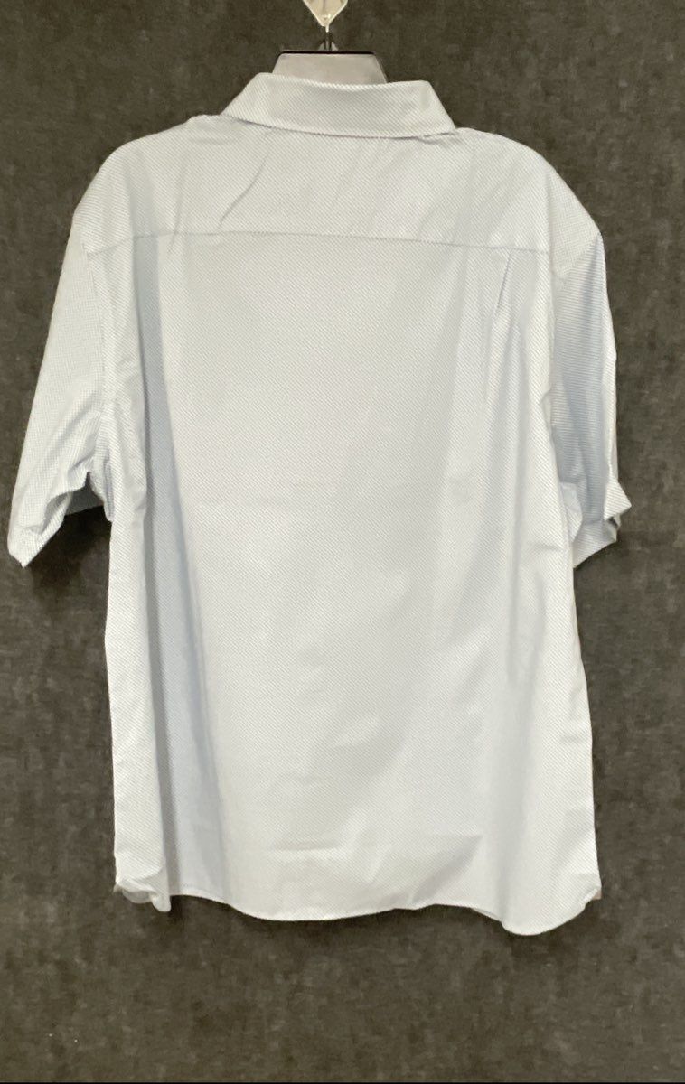 Van Heusen Men's Never Tuck Short Sleeve Slim Fit Shirt Blue Geometric XXL NWT