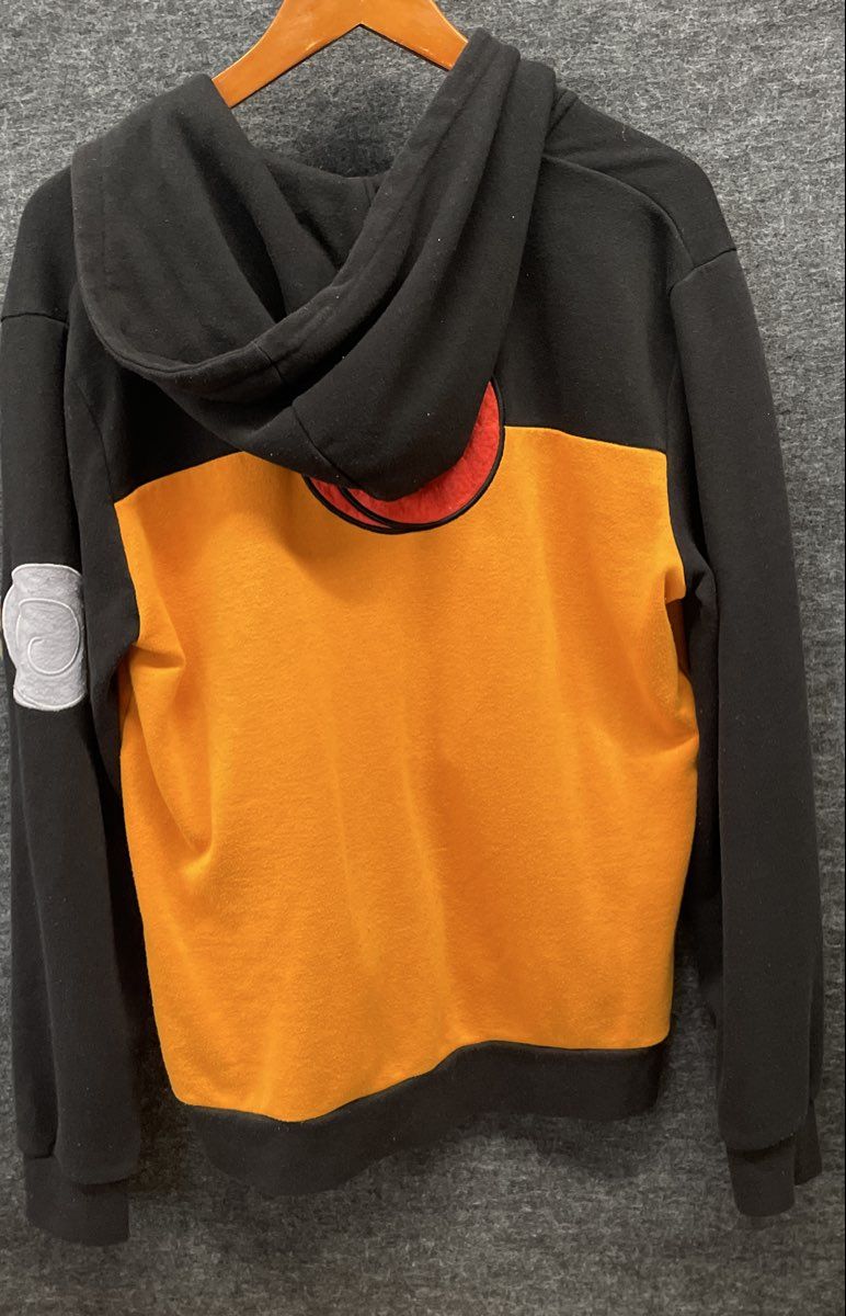 Naruto Shippuden Men's Black Orange Zip Hoodie Uzumaki Cosplay Shonen Jump Sz M