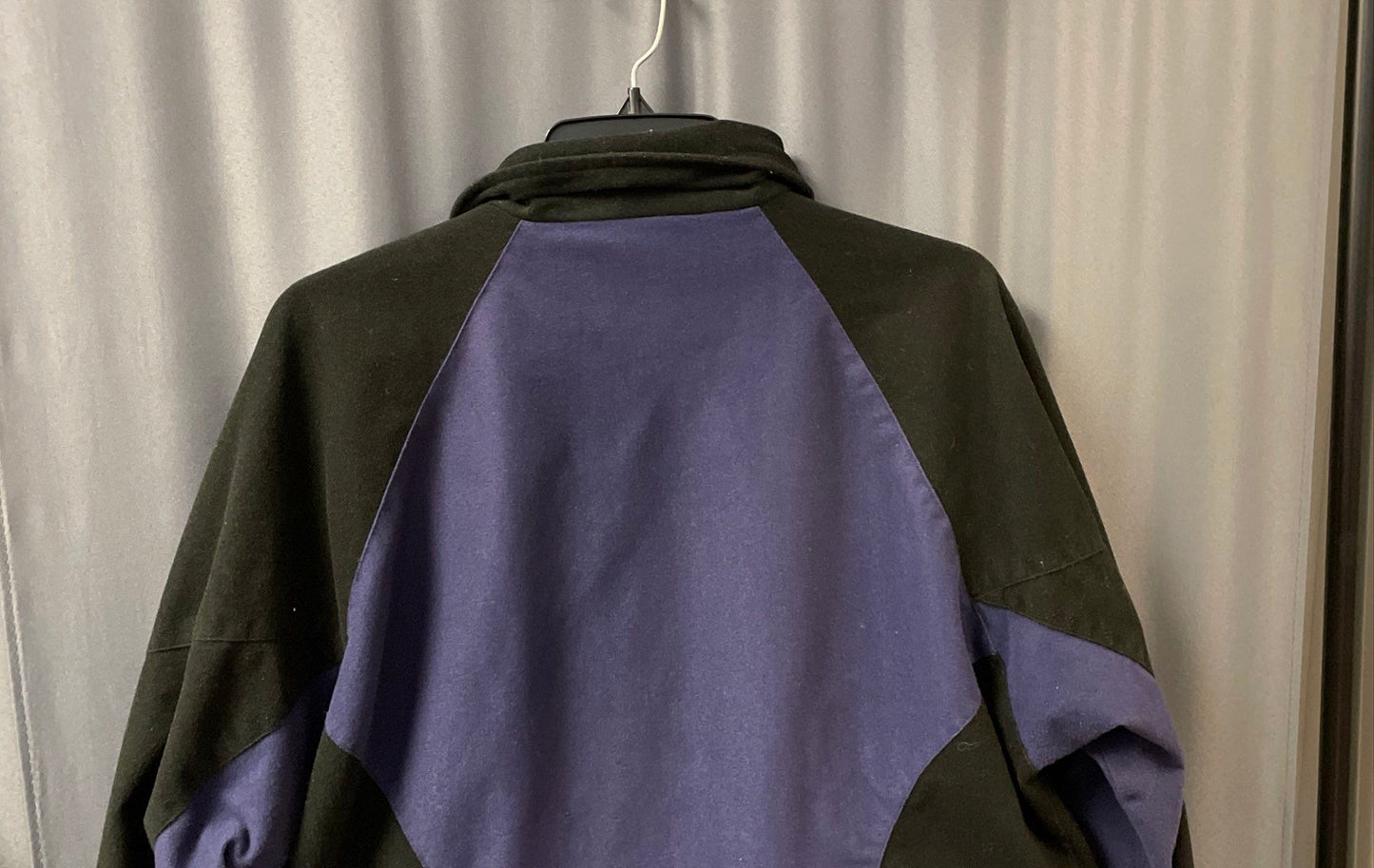 Vintage 90s J.G. Hook Men's Black Blue Full Zip Fleece Jacket Striped Sz M