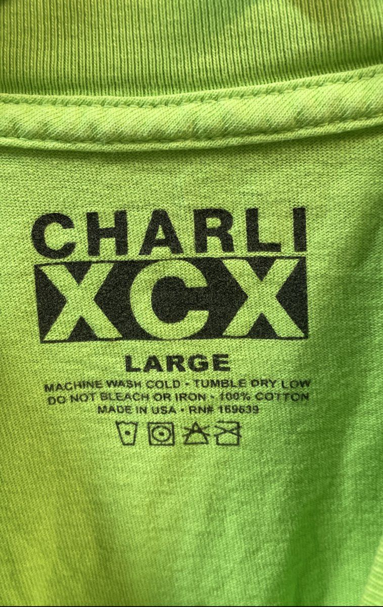 Charli XCX Men's T-shirt Neon Green Brat Album Graphic Official Merch Sz L