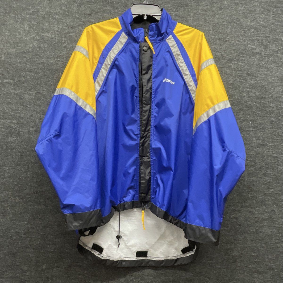Discovery Cycling Gear Jacket XL Blue Yellow Reflective Nylon Full Zip Cycling