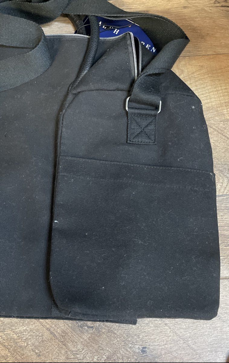 Ralph Lauren Fragrances Black Canvas Holiday Duffle Bag Silver Polo Pony NWT