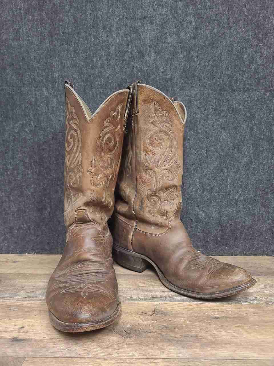 Vintage Justin 2253 Brown Leather Western Cowboy Boots Size 9.5