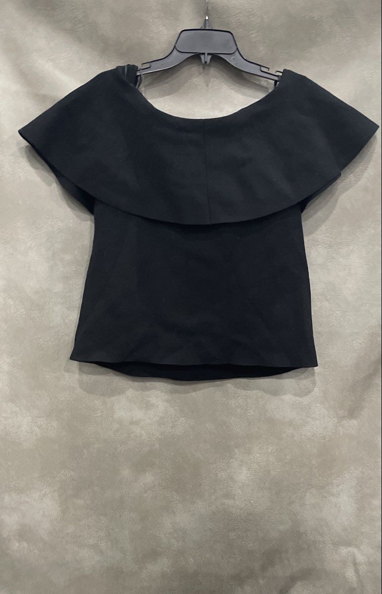 Ann Taylor Women's Black Knit Off-The-Shoulder Ruffle Overlay Top Sz XL NWT