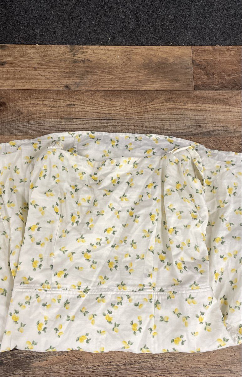 Abercrombie & Fitch Women's White Yellow Lemon Print Smocked Mini Dress Sz ST