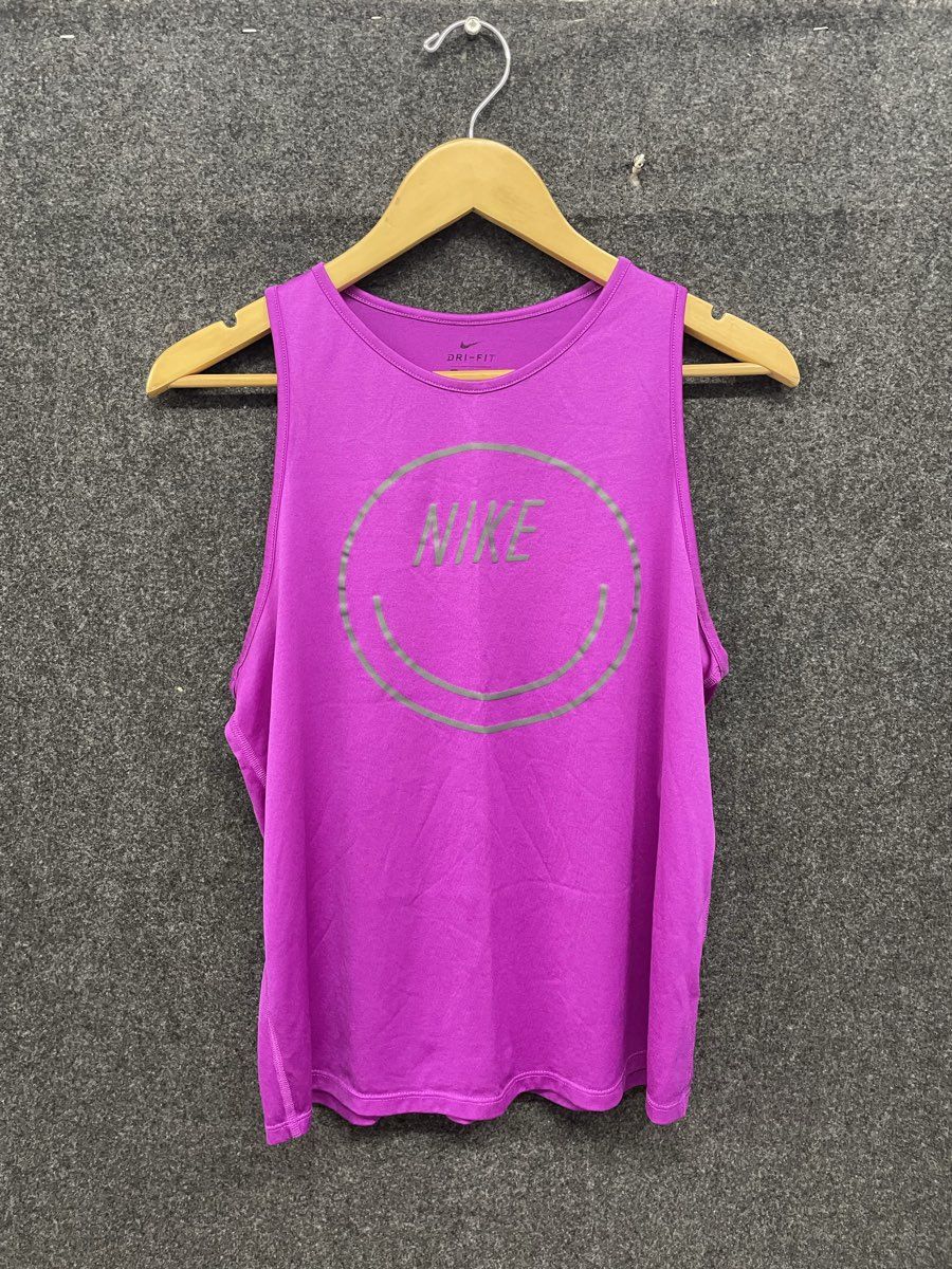 Nike Women's Dri-Fit Graphic Smiley Face Tank Top Fuchsia Purple Sz M