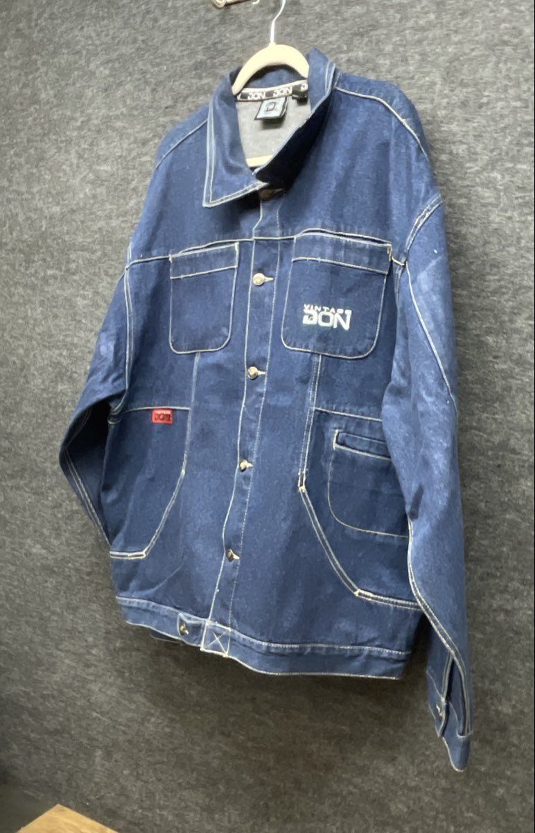 Vintage 90s Vintage Don Blue Denim Streetwear Trucker Jacket Hip Hop Sz S