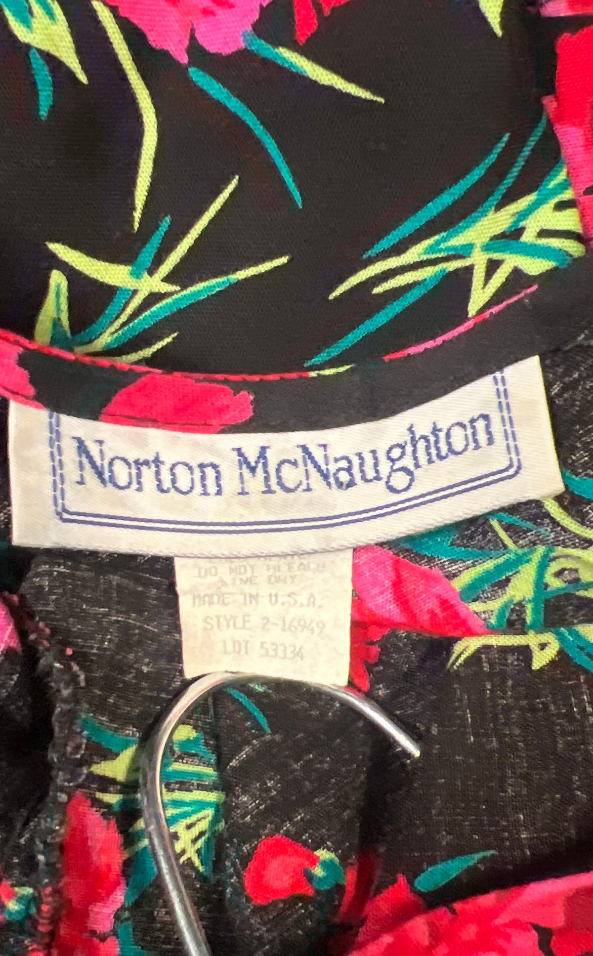 Vintage 90s Norton McNaughton Women's Black Pink Floral Blouse Sz 10