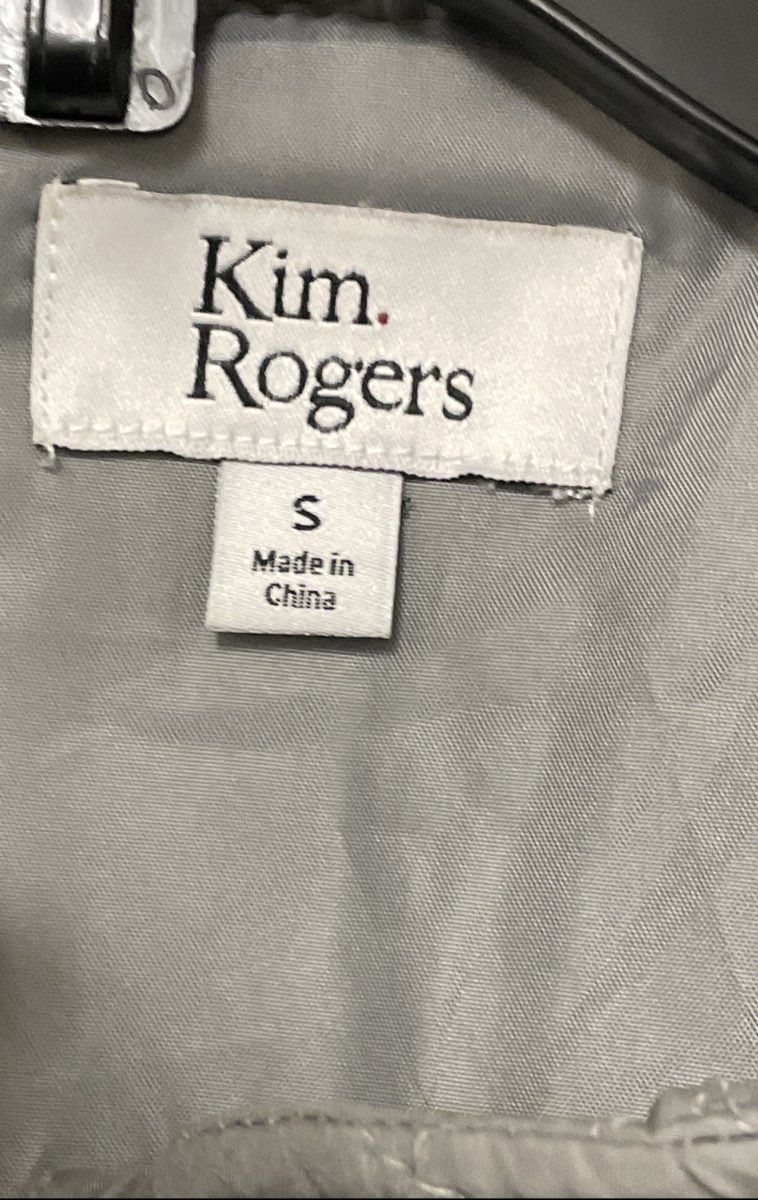 Kim Rogers Women's Gray Quilted Full Zip Mock Neck Jacket Size S