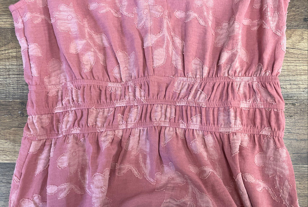 Simplee Women's Pink Floral Jacquard V-Neck Maxi Dress Sz S NWT