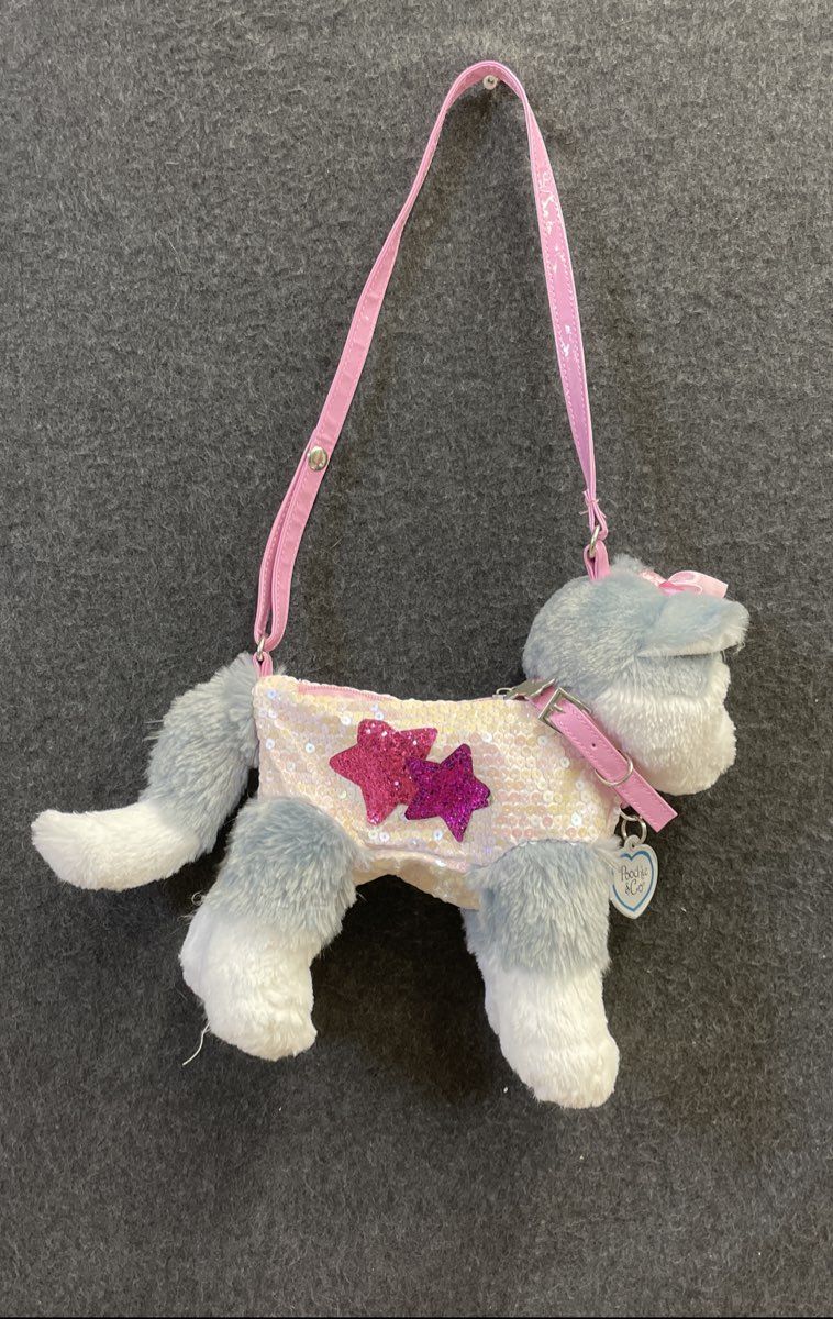 Poochie & Co Ty Beanie Boo Kids Plush Purse Lot of 2 Sequin Dog Cat Crossbody