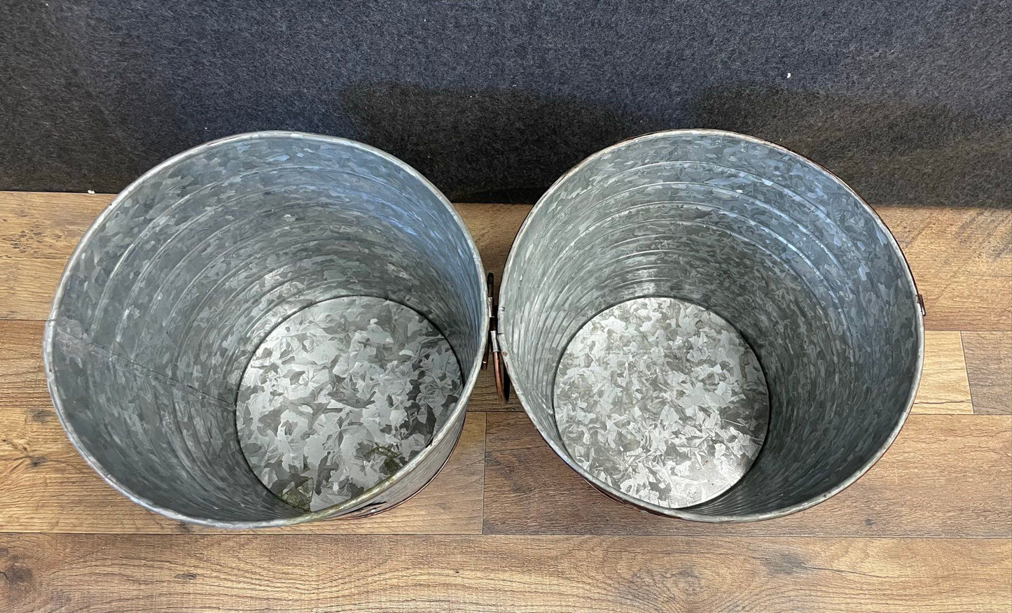 Set of 2 Galvanized Reindeer Bucket Decorative