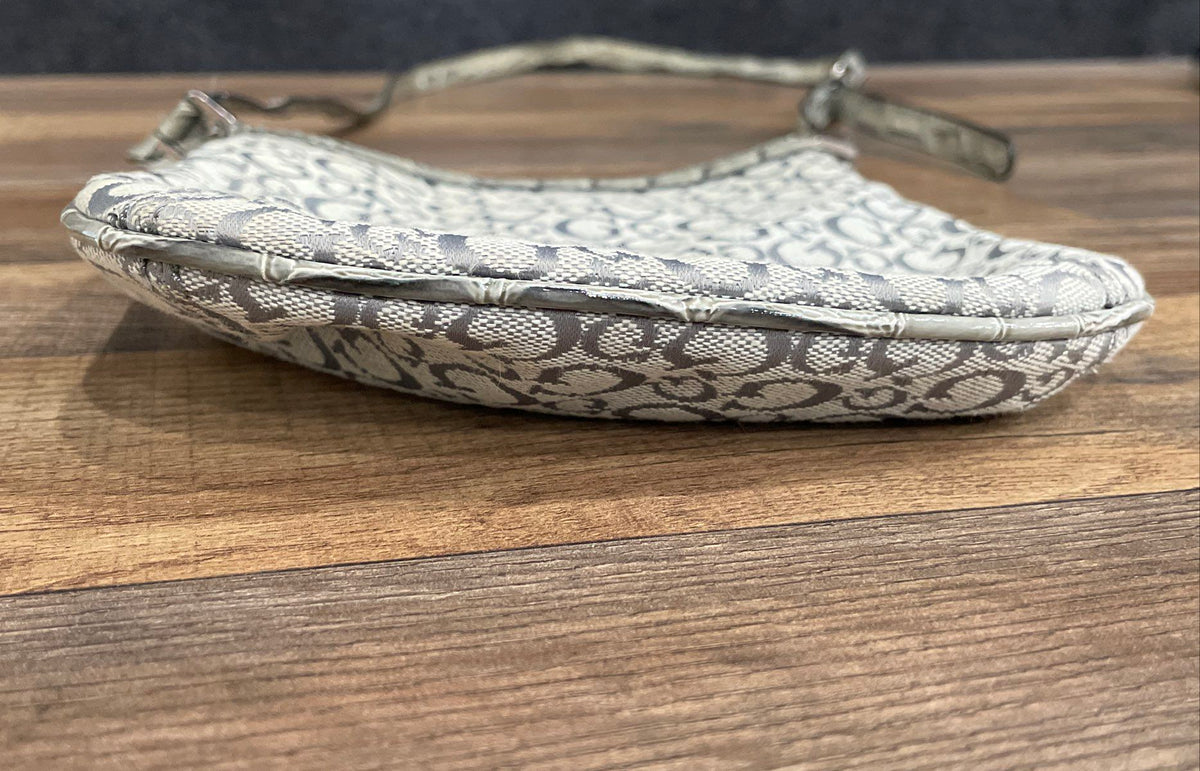 Guess White Logo Monogram Crossbody Bag Mini Purse Croc Embossed Trim
