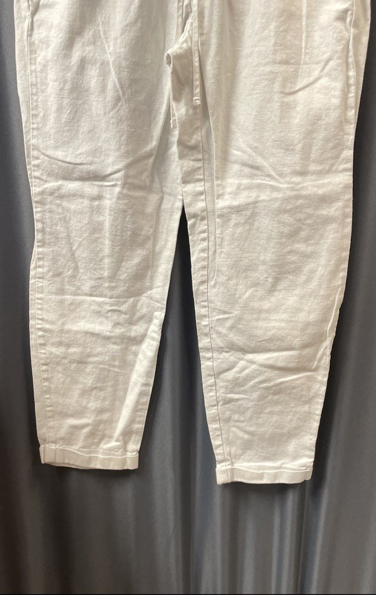 J. Crew Women's White Seaside Pants Linen Cotton Drawstring Tapered Leg Sz 4