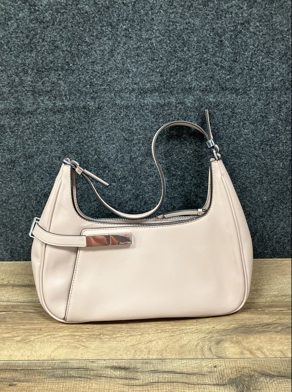 Calvin Klein Blush Pink Small Shoulder Bag Silver Hardware Buckle Detail