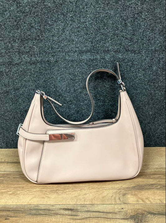 Calvin Klein Blush Pink Small Shoulder Bag Silver Hardware Buckle Detail