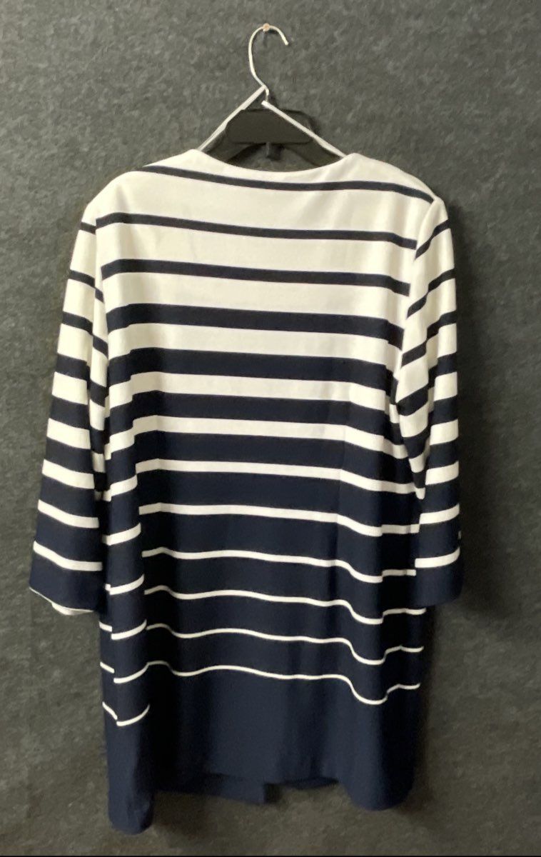 Danny & Nicole NWT Women's Blue White Striped Textured Topper Jacket Sz 18W