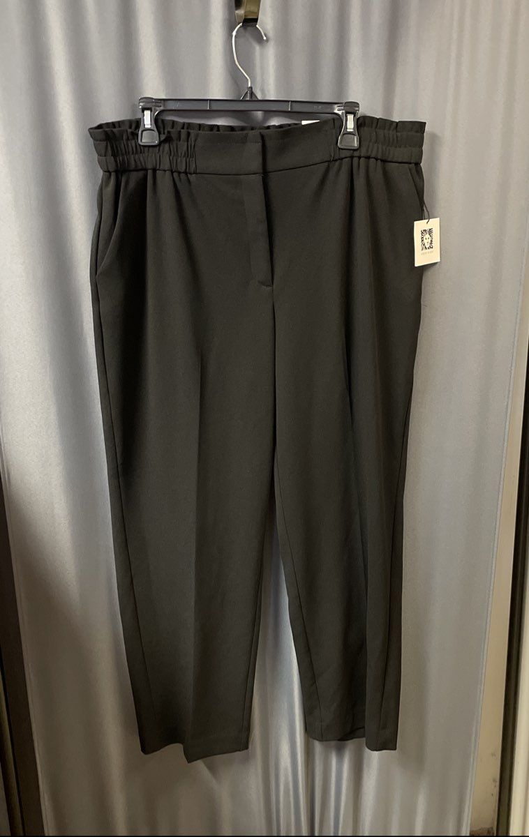 Anne Klein Women's Black Straight Leg Pants NWT Elastic Waist Sz 14