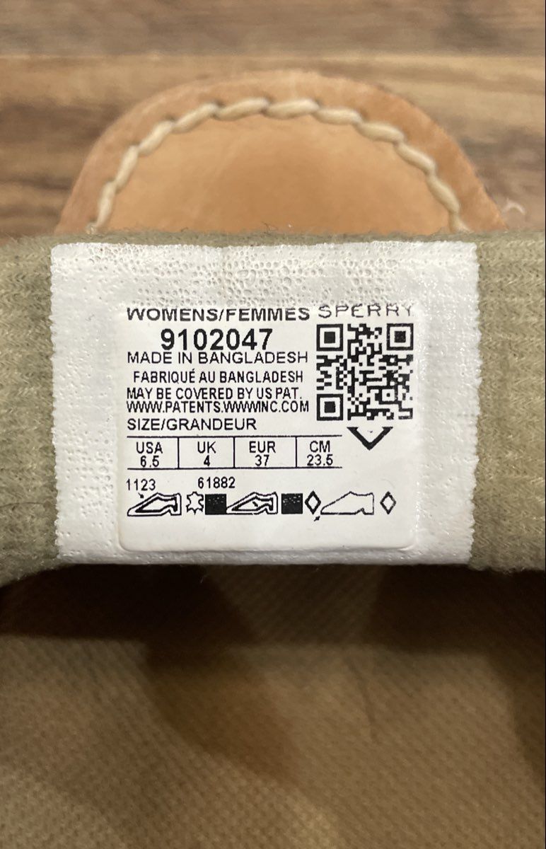 Sperry Angelfish Tan Linen Leather Boat Shoes Women's Size 6.5