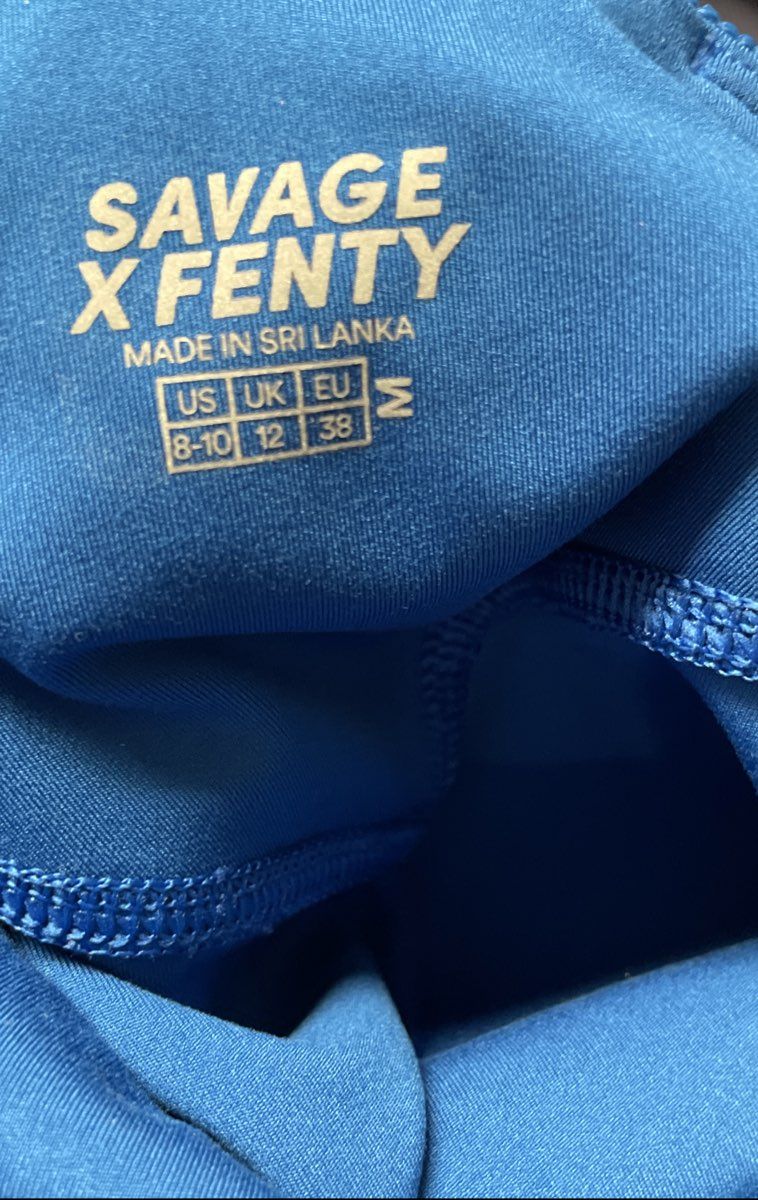 Savage x Fenty Women's Blue Strappy Bra & High Waist Legging Set Sz M 8-10