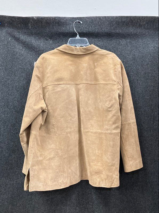 Relativity Women's Tan Genuine Suede Leather Button Front Jacket Size 2X