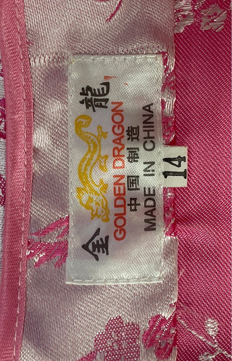 Girls Pink Floral Satin Qipao Cheongsam Dress Lot of 2 Sz 14 & XS