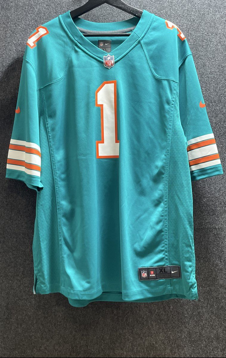 Nike Men's Miami Dolphins Tua Tagovailoa #1 NFL On Field Jersey Aqua Teal Sz XL
