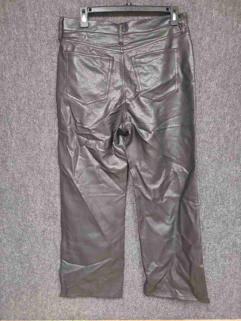 J.Crew Women's Dark Brown Faux Leather Straight Leg Pants Sz 29