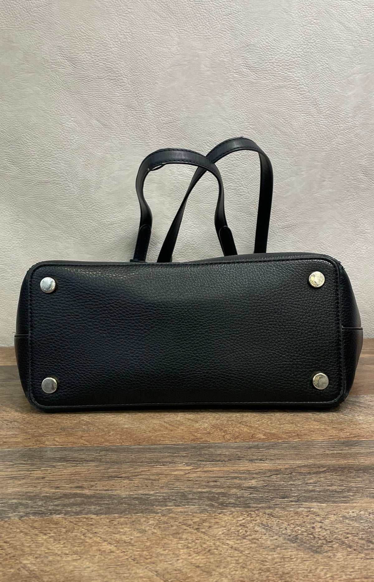 Michael Kors Black Pebbled Leather Charlotte Tote Bag Gold Hardware