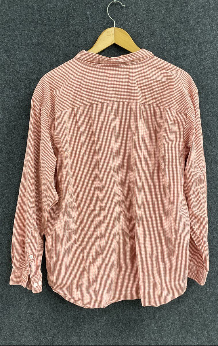 Columbia Men's Orange White Gingham Long Sleeve Cotton Button Up Shirt NWT Sz 2X