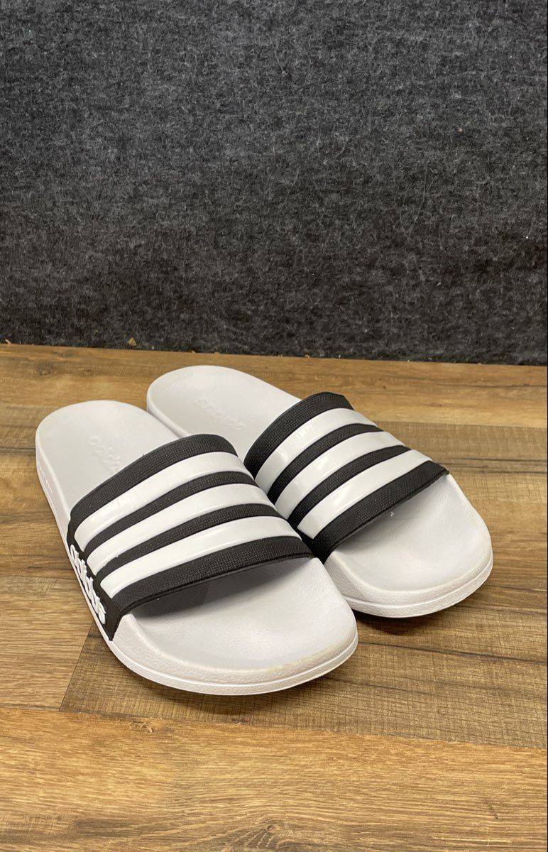 Adidas Adilette Shower Cloudfoam White Black Slides Sandals Men's Size 10