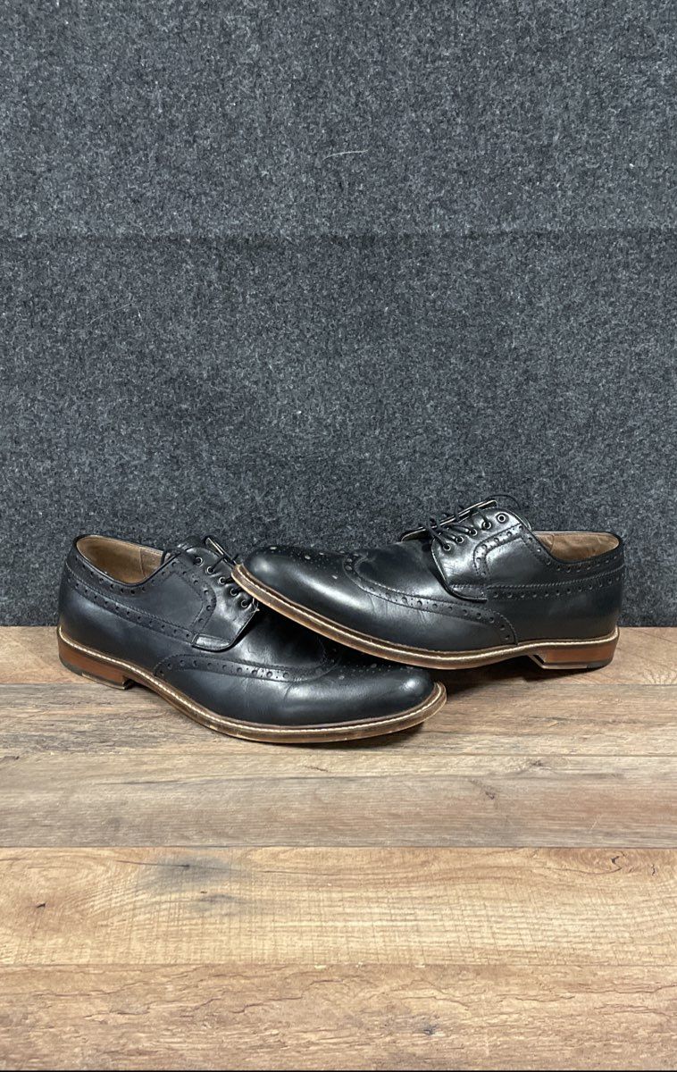 Ashton Grey Abbey Black Leather Wingtip Brogue Derby Shoes Men's Size 13