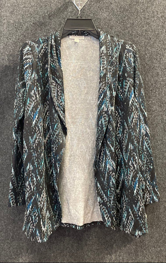 Dana Buchman Women's Dark Blue Abstract Open Front Cardigan Jacket Sz S NWT