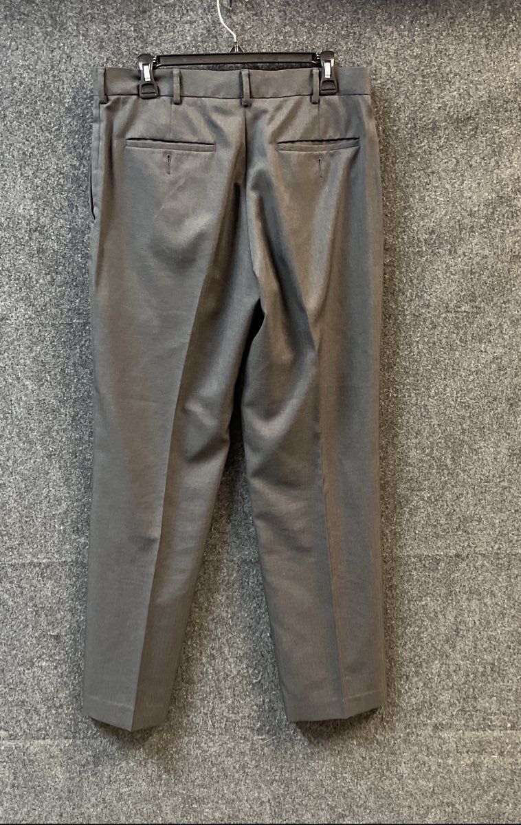 Perry Ellis Portfolio Men's Gray Flat Front Herringbone Dress Pants Sz 32x32