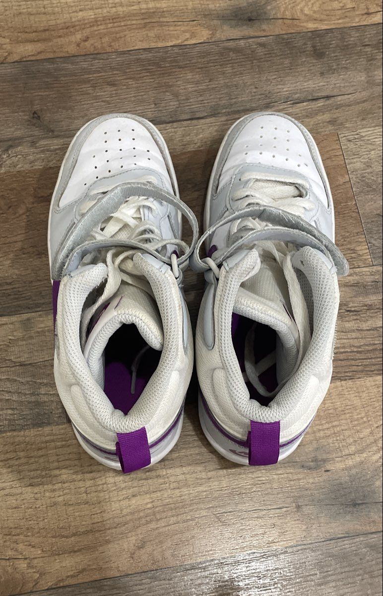 Nike Court Borough Mid 2 White Purple High Top Sneakers Youth Size 6Y