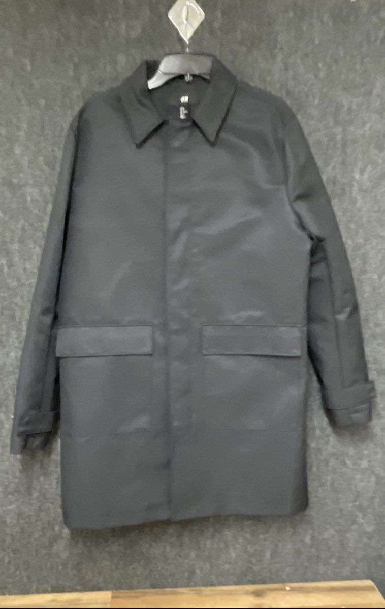 H&M Men's Black Coated Regular-Fit Mid-Length Car Coat Mac Jacket Sz M