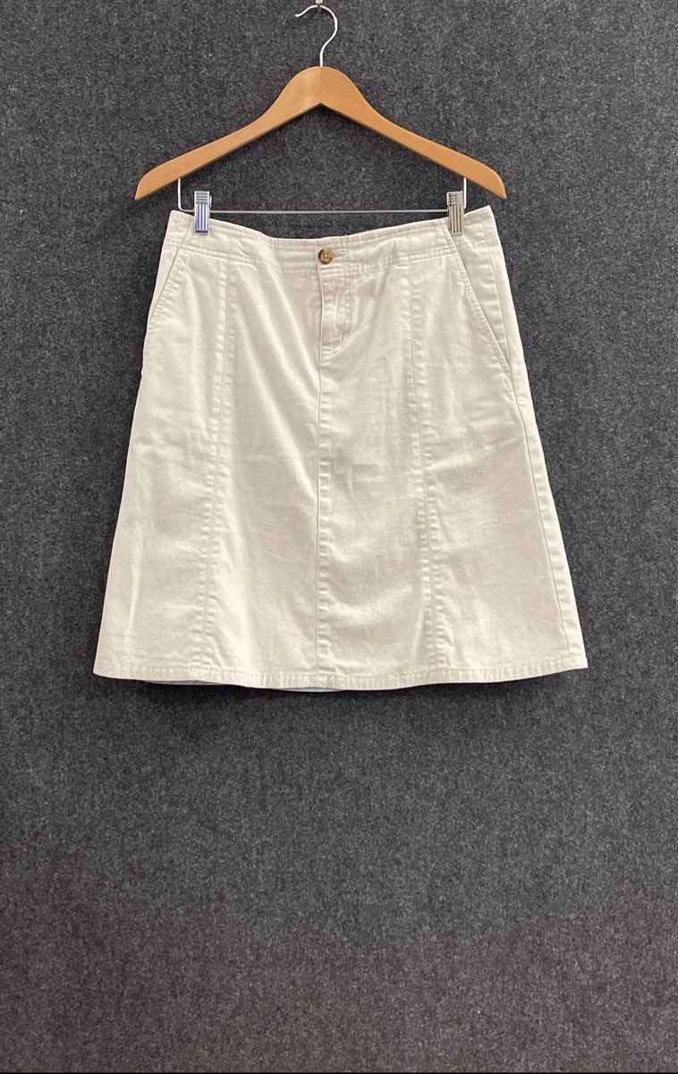Eddie Bauer Women's Beige A-Line Cotton Blend Pockets Skirt Size 6