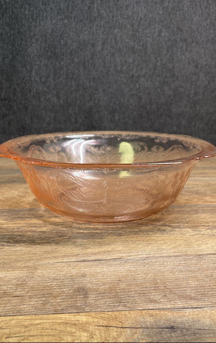 Jeannette Glass Adam Pink Depression Era Oval Vegetable Serving Bowl 9.5"