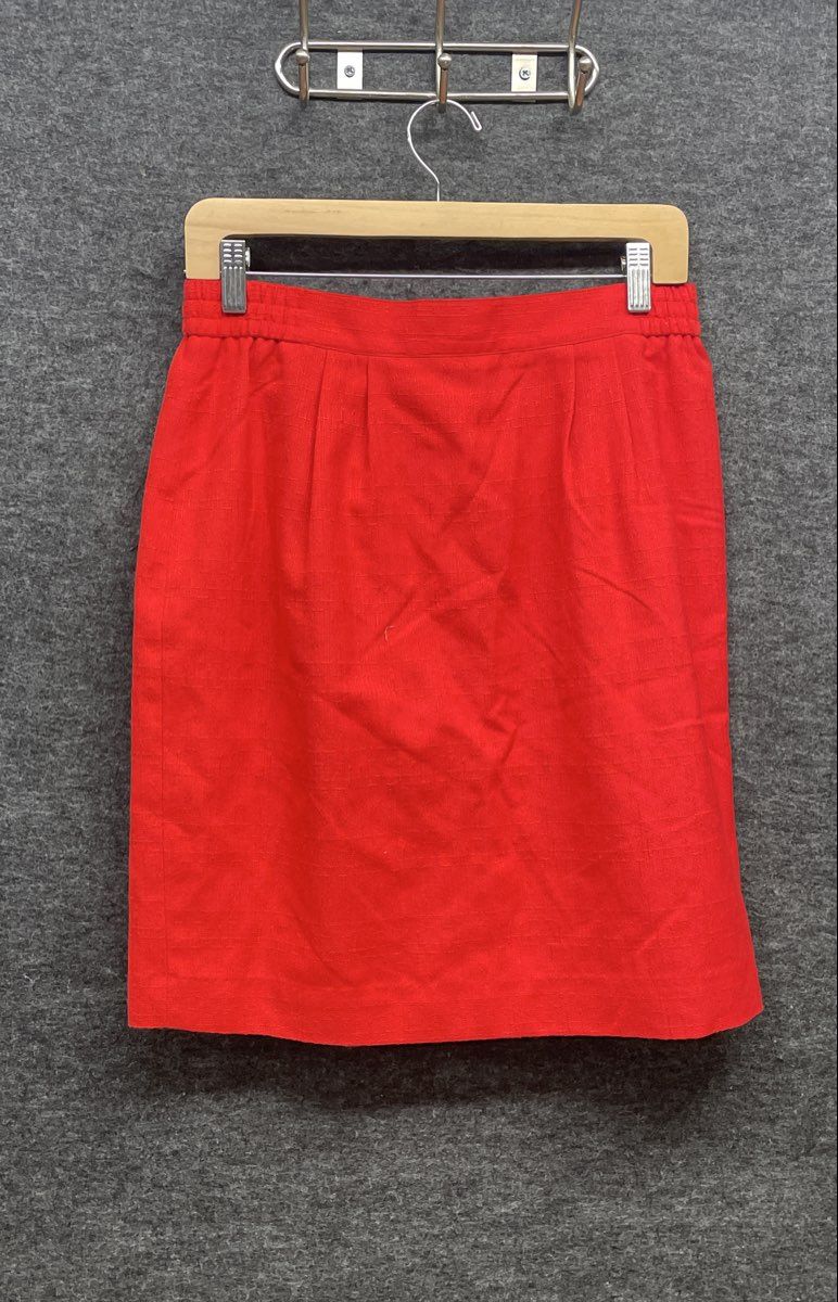 Vintage 90s JCPenney Women's Red Textured Elastic Waist Skirt Sz 12P