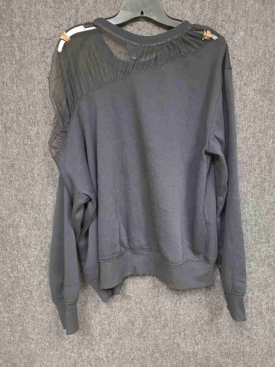 Maeve by Anthropologie Women's Black Tulle Mesh Ruffle Sweatshirt Top Sz XL NWT