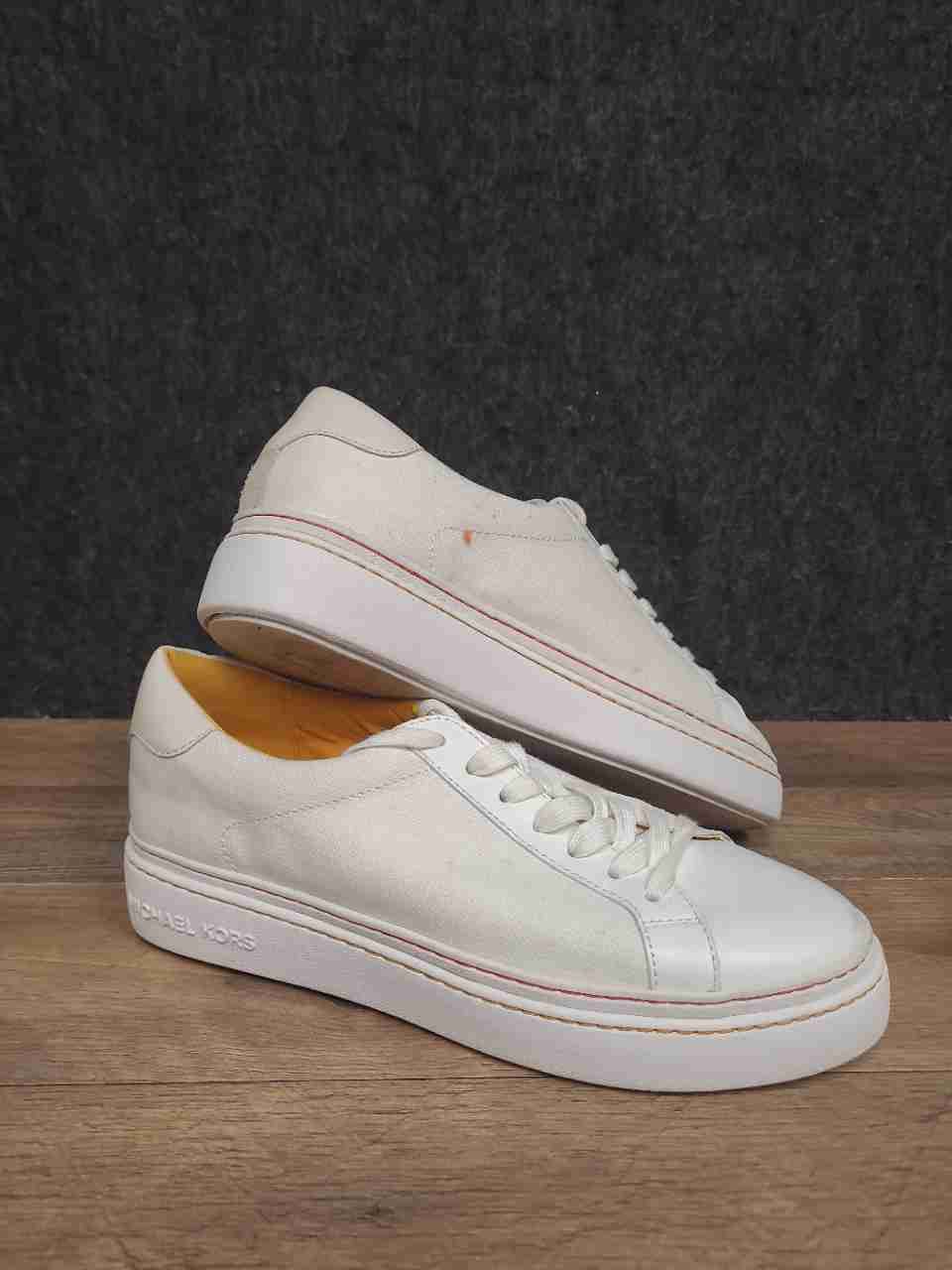 Michael Kors Poppy Platform White Orange Lace Up Sneaker Women's Size 8.5M