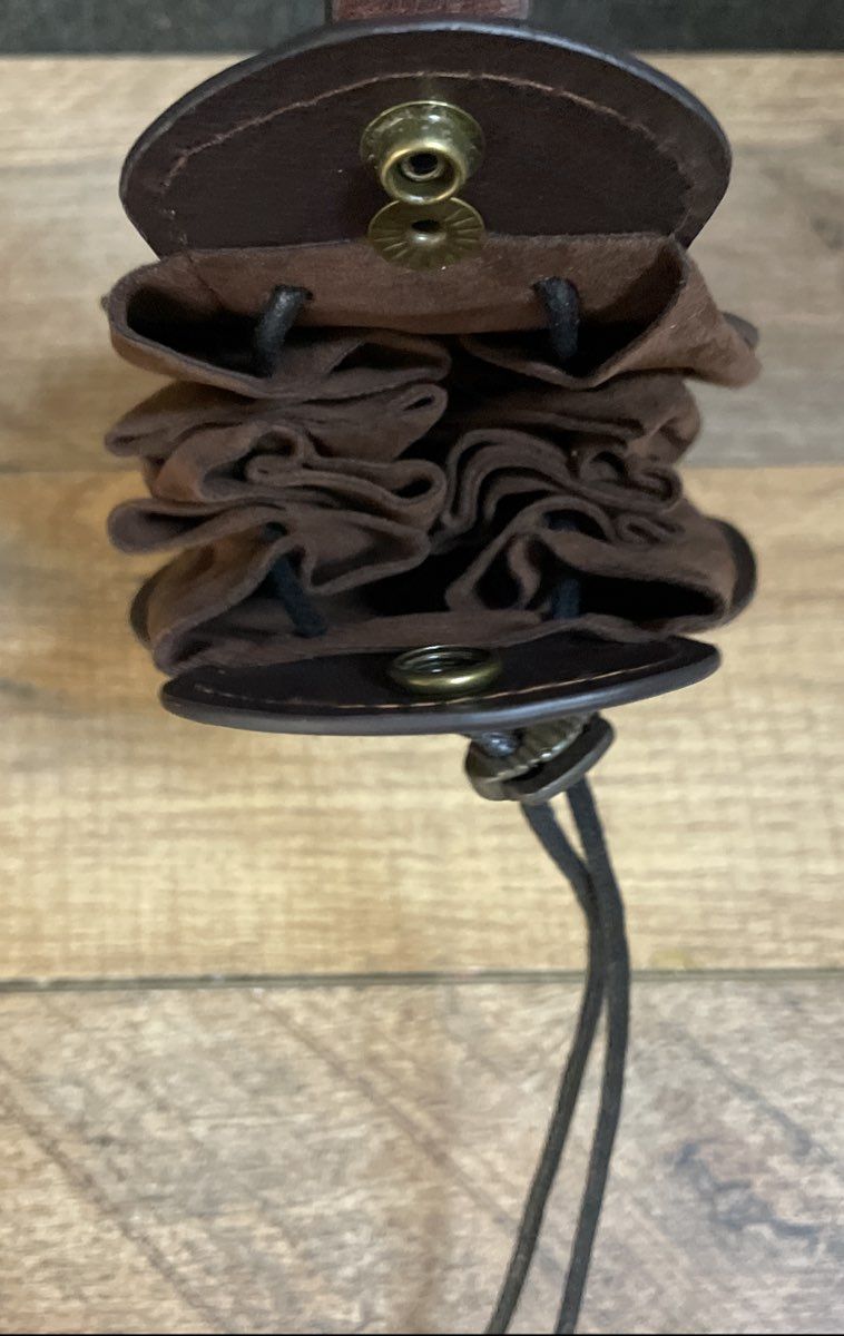 Viking Brown Embossed Warrior Dice Bag Belt Pouch Drawstring Cosplay Accessory