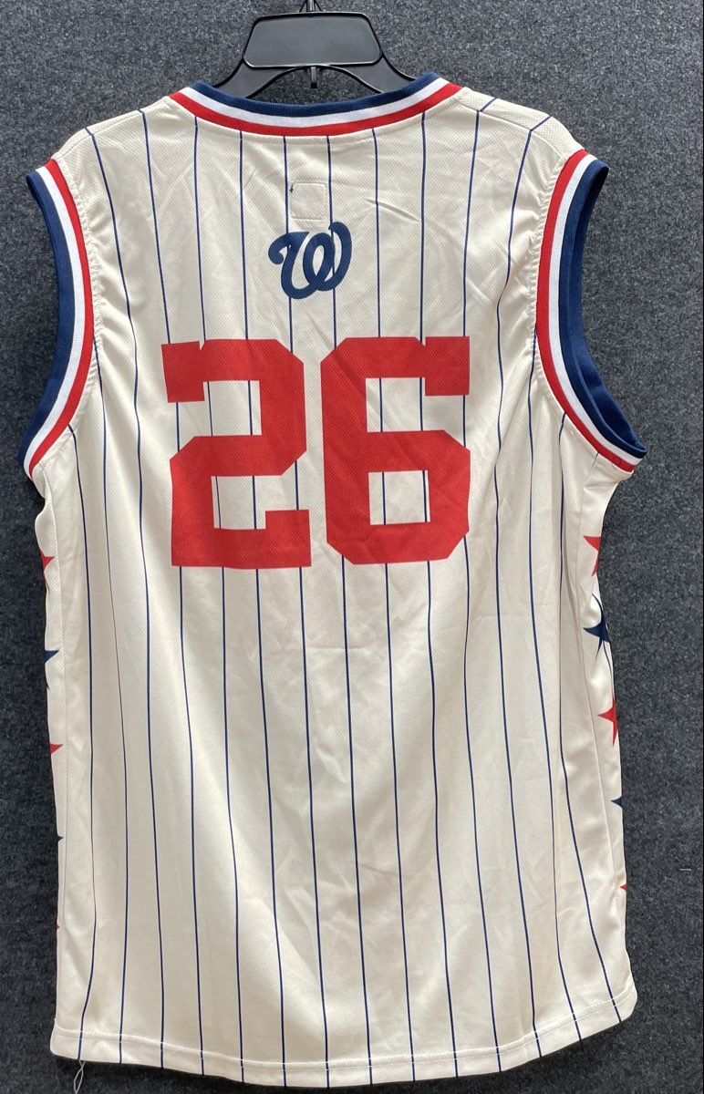 Washington Nationals Men's Sleeveless Pinstripe Jersey Stars #26 Sz 2XL