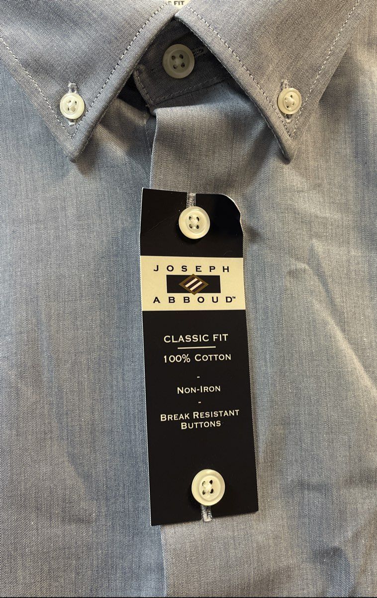 Joseph Abboud Men's Blue Classic Fit Non-Iron Cotton Dress Shirt NWT Sz 18 34/35
