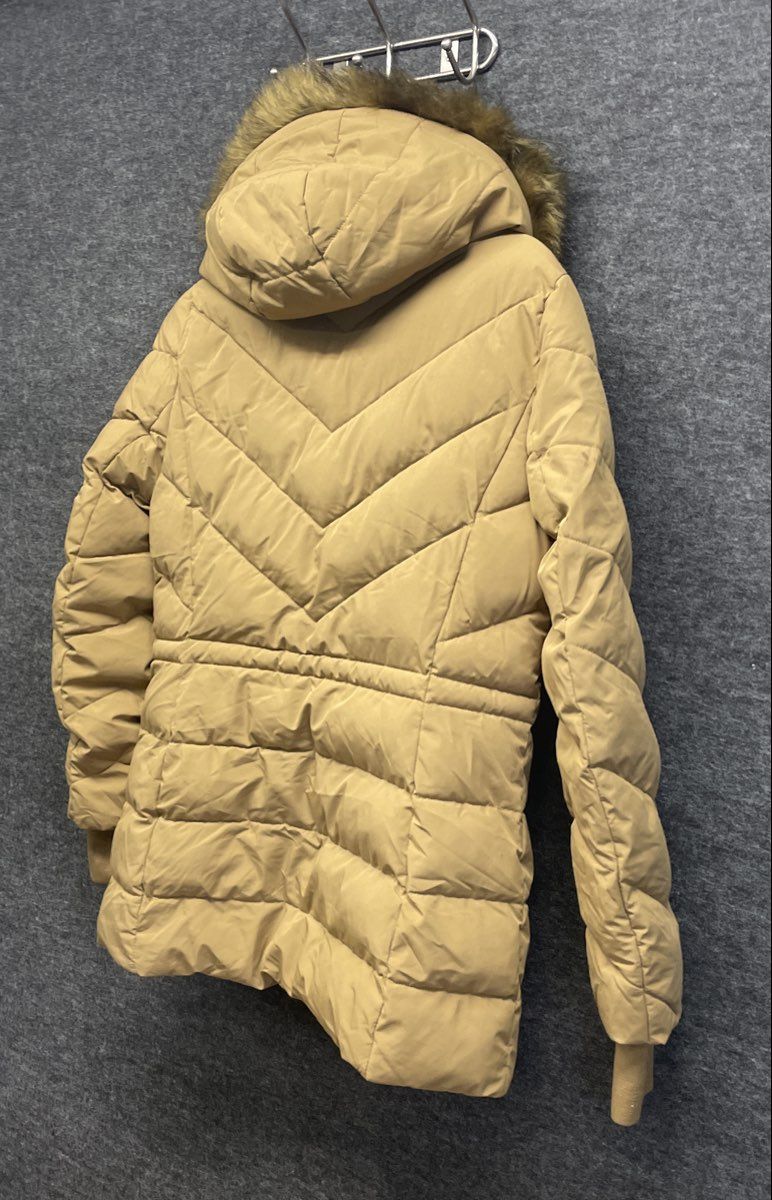 MICHAEL Michael Kors Women's Tan Faux Fur Trim Hooded Puffer Jacket Sz S