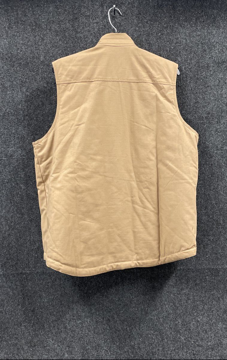 Wrangler Men's Tan Ripstop Canvas Insulated Zip Front Work Vest Sz Large